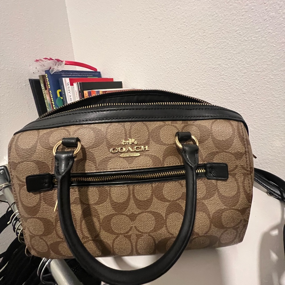 Coach Tan and Black Signature Satchel